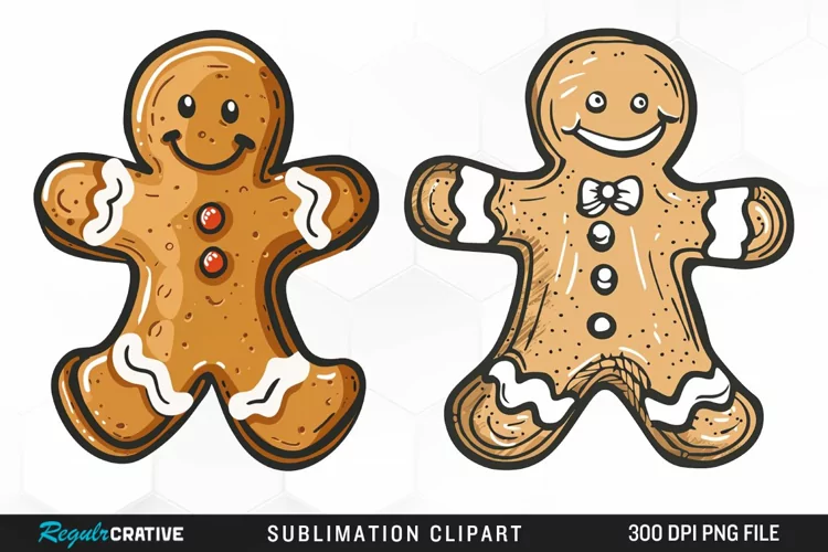 Watercolor Gingerbread Man Fun Clipart