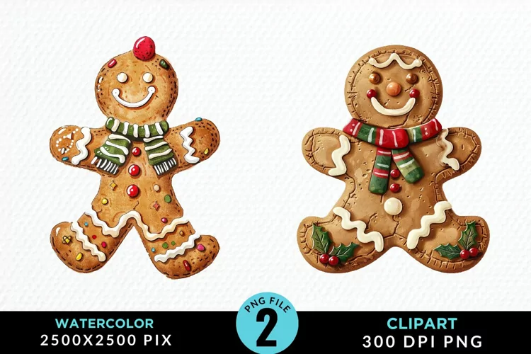Watercolor Gingerbread Man PNG Clipart