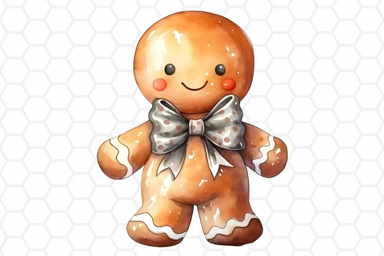Watercolor Gingerbread Man Clipart, Sublimation PNG