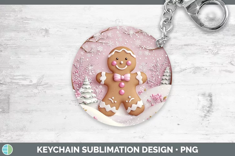 Watercolor Gingerbread Man Keychain Sublimation Keyring Desi