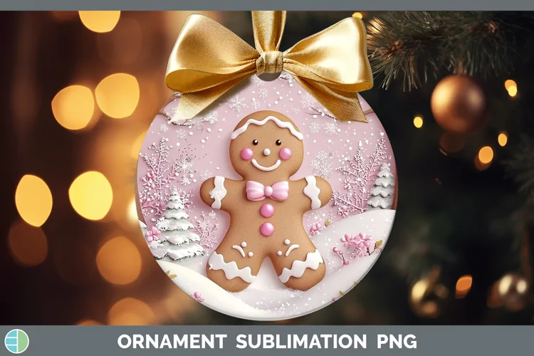 Watercolor Gingerbread Man Ornament Sublimation Bauble Desig