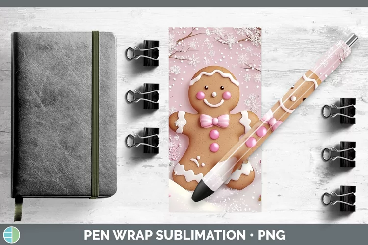Watercolor Gingerbread Man Pen Wrap Sublimation Pen Designs