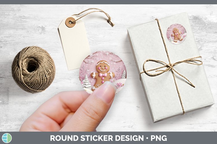Watercolor Gingerbread Man Stickers | Round Labels Designs