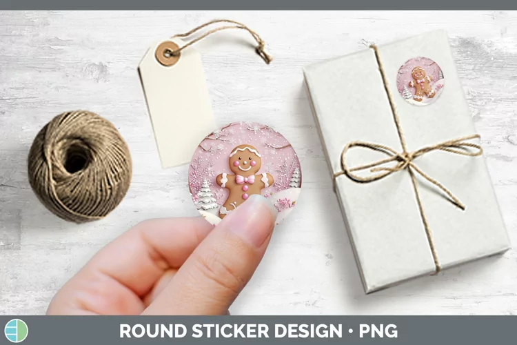 Watercolor Gingerbread Man Stickers | Round Labels Designs
