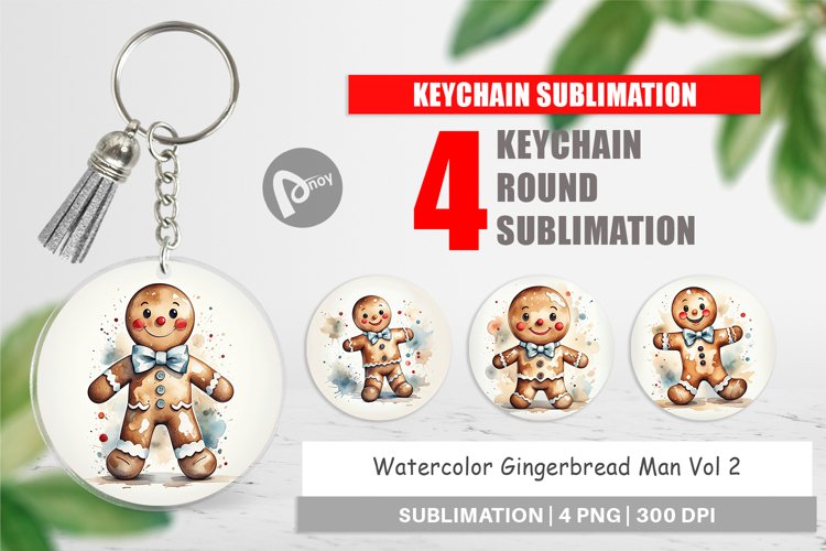Keychain Watercolor Gingerbread Man