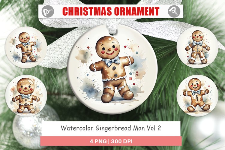 Christmas Ornaments Watercolor Gingerbread Man