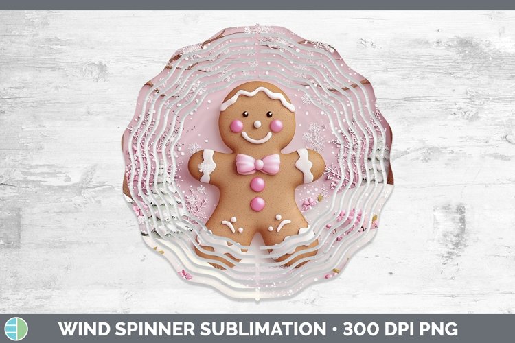 Watercolor Gingerbread Man Wind Spinner Sublimation Spinner