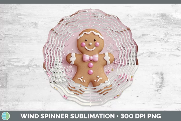 Watercolor Gingerbread Man Wind Spinner Sublimation Spinner