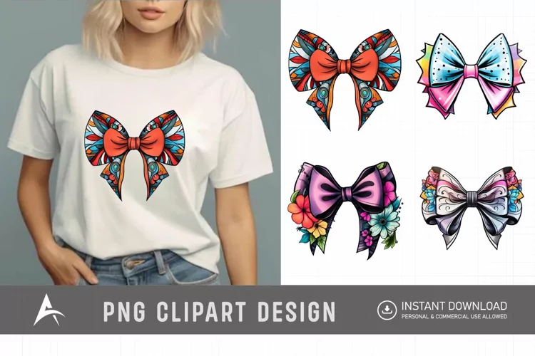 Watercolor Gingham Bows Clipart
