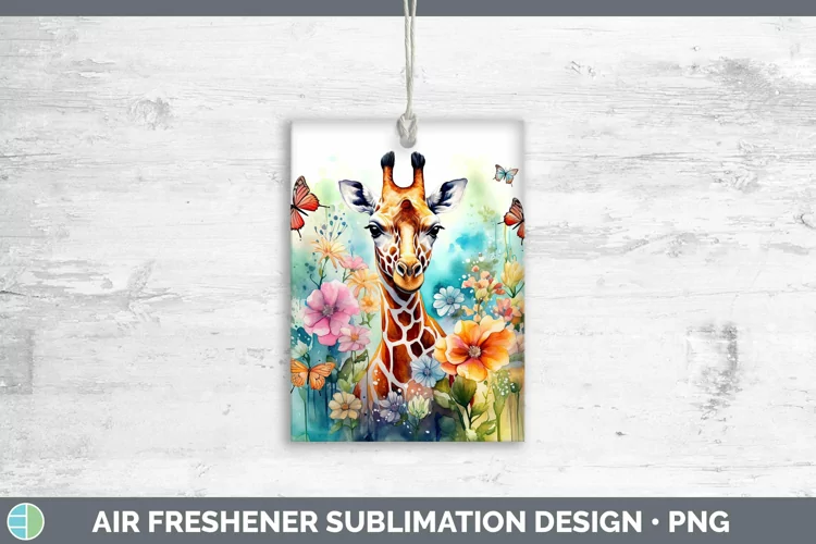 Watercolor Giraffe Air Freshener | Sublimation Car Freshener
