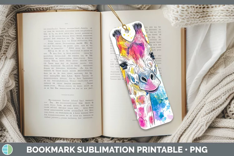 Watercolor Giraffe Bookmark Sublimation Printable Designs