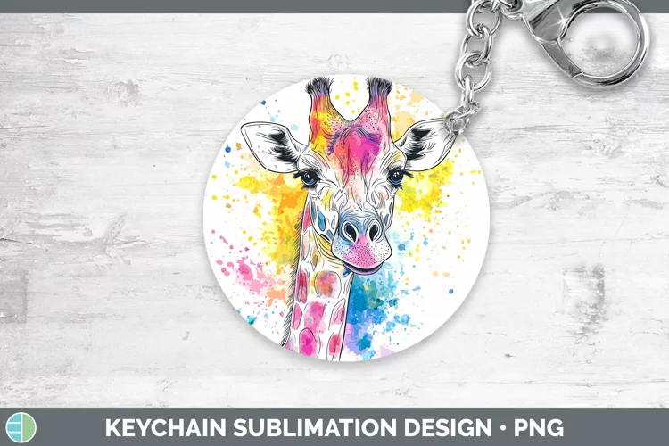 Watercolor Giraffe Keychain Sublimation Keyring Designs