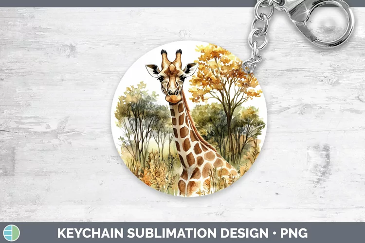 Watercolor Giraffe Keychain Sublimation Keyring Designs