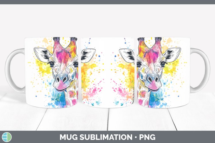Watercolor Giraffe Mug Wrap Sublimation Coffee Cup Designs