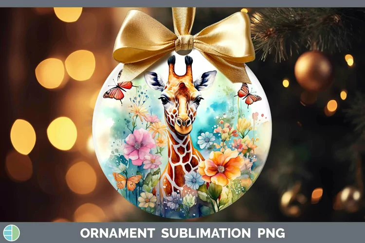 Watercolor Giraffe Ornament | Sublimation Bauble Designs