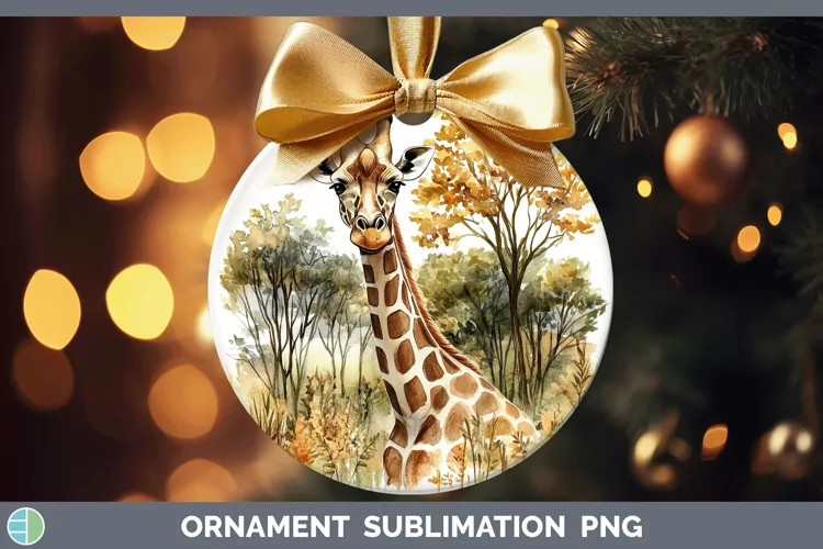 Watercolor Giraffe Ornament Sublimation Bauble Designs