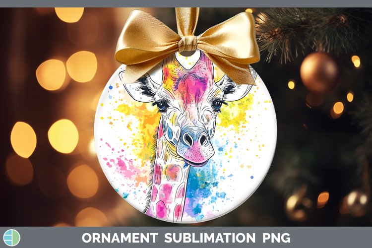 Watercolor Giraffe Ornament Sublimation Bauble Designs
