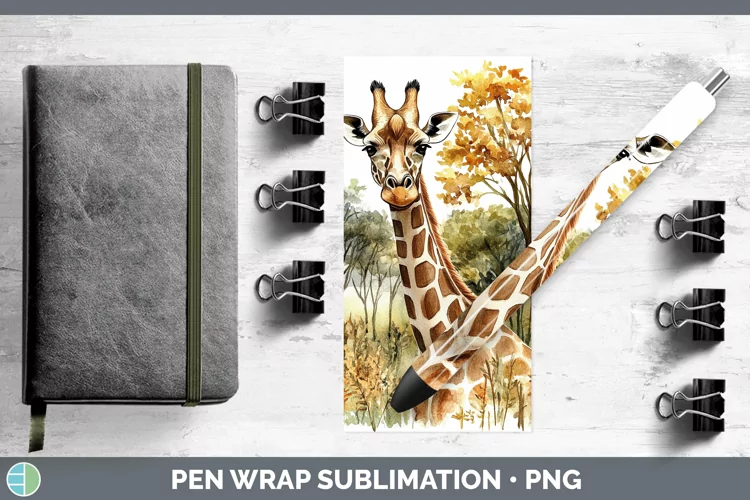 Watercolor Giraffe Pen Wrap Sublimation Pen Designs