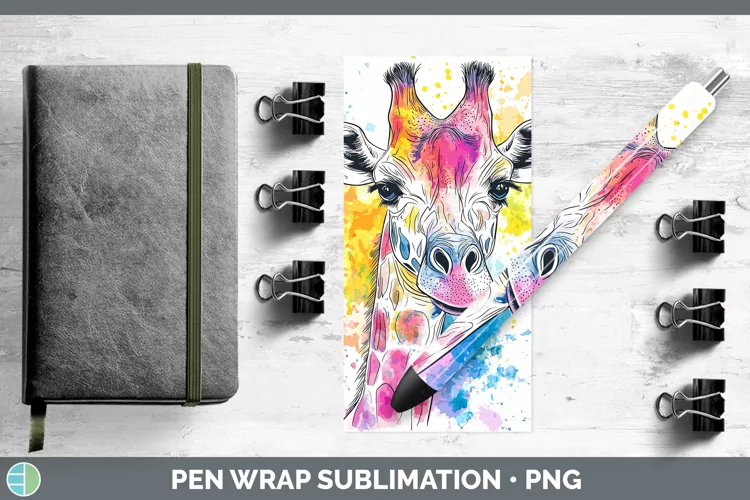 Watercolor Giraffe Pen Wrap Sublimation Pen Designs