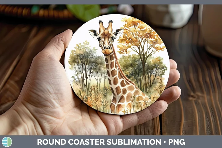 Watercolor Giraffe Round Coaster Sublimation Coaster Designs