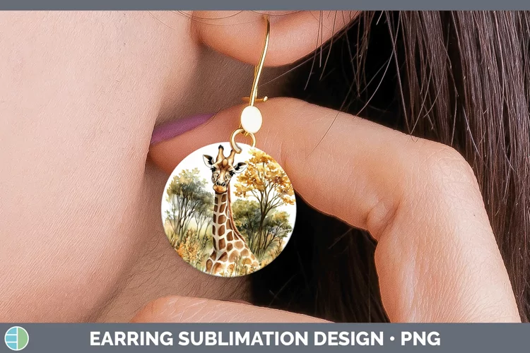 Watercolor Giraffe Round Earrings Sublimation Earrings Desig