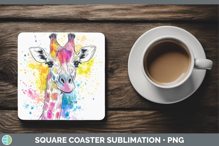 Watercolor Giraffe Square Coaster Sublimation Coaster Design