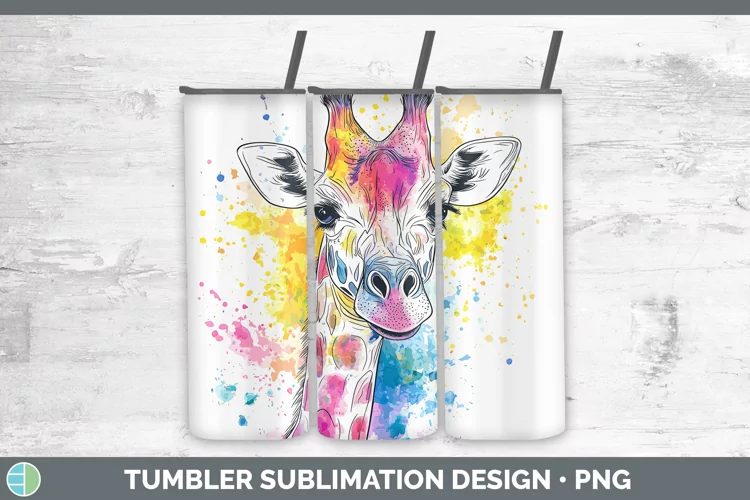Watercolor Giraffe Tumbler Sublimation 20 oz Skinny Tumbler
