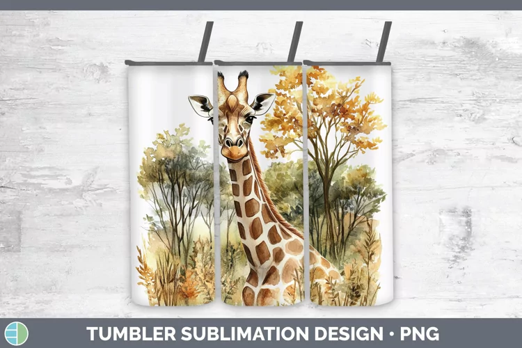 Watercolor Giraffe Tumbler Sublimation 20 oz Skinny Tumbler