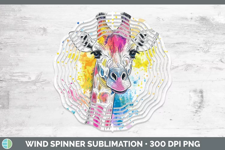 Watercolor Giraffe Wind Spinner Sublimation Spinner Designs
