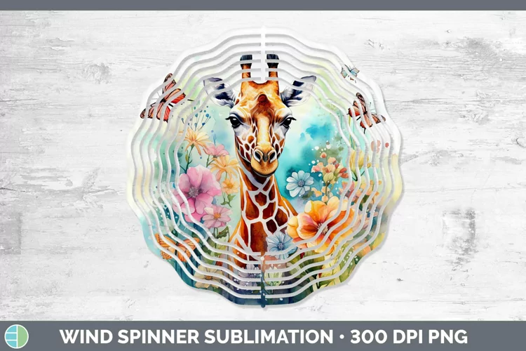 Watercolor Giraffe Wind Spinner Sublimation Spinner Designs