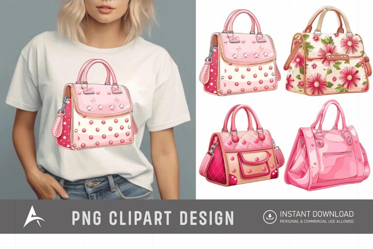 Watercolor Girls Modern beautiful Cute Purse Clipart