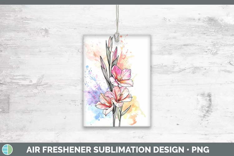 Watercolor Gladiolus Air Freshener Sublimation Car Freshener