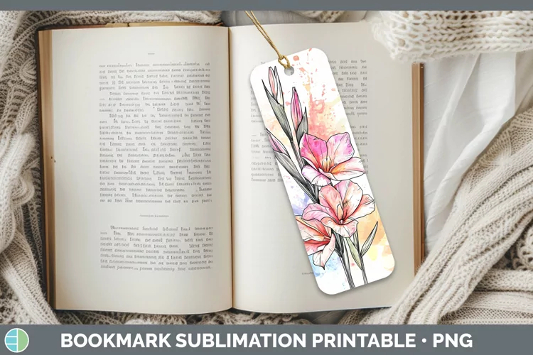 Watercolor Gladiolus Bookmark Sublimation Printable Designs