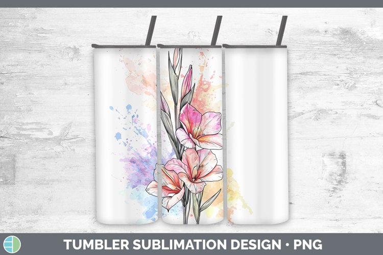 Watercolor Gladiolus Tumbler Sublimation 20 oz Skinny Tumble