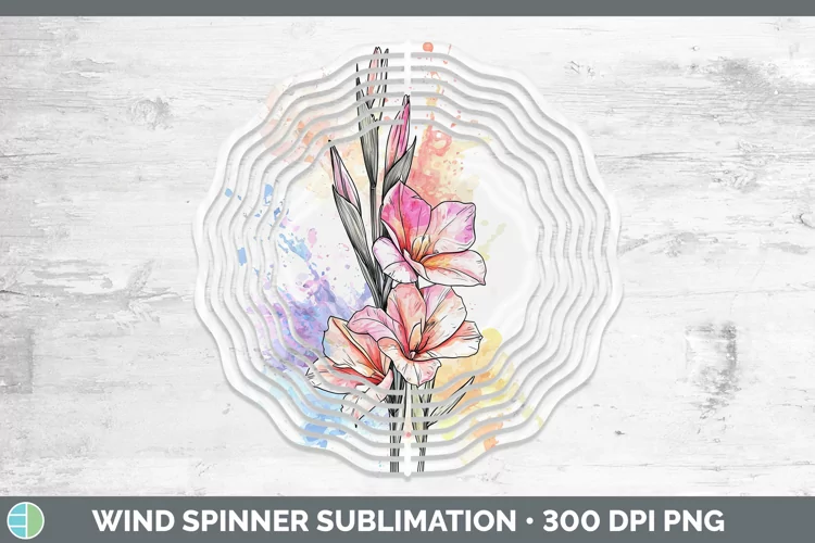 Watercolor Gladiolus Wind Spinner Sublimation Spinner Design