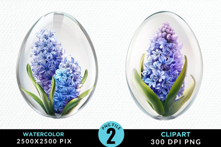 Watercolor Glass Egg With Flower Graphic Clipart example image 1