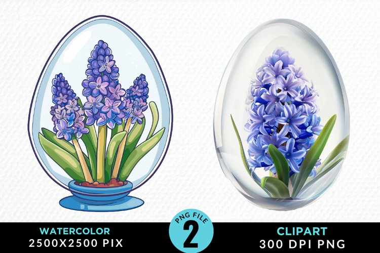 Watercolor Glass Egg With Flower Graphic Clipart example image 1