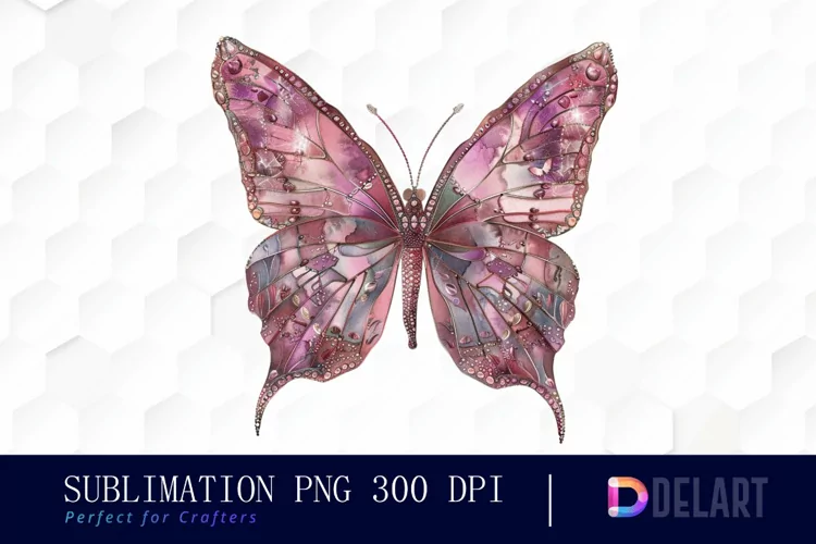 Glitter Pink Butterfly Graphics Clipart