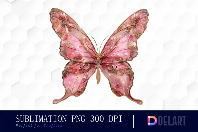 Glitter Pink Butterfly PNG Clipart