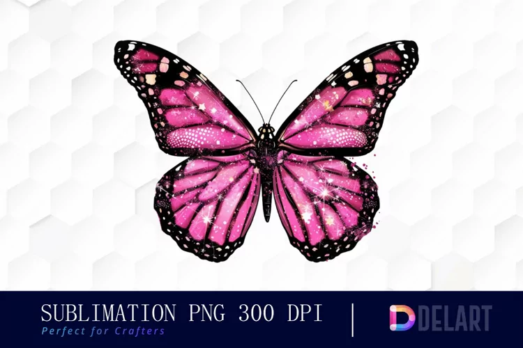Glitter Pink Butterfly Watercolor Clipart