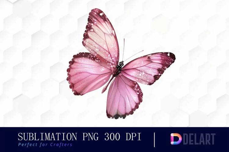 Glitter Pink Butterfly PNG Clipart