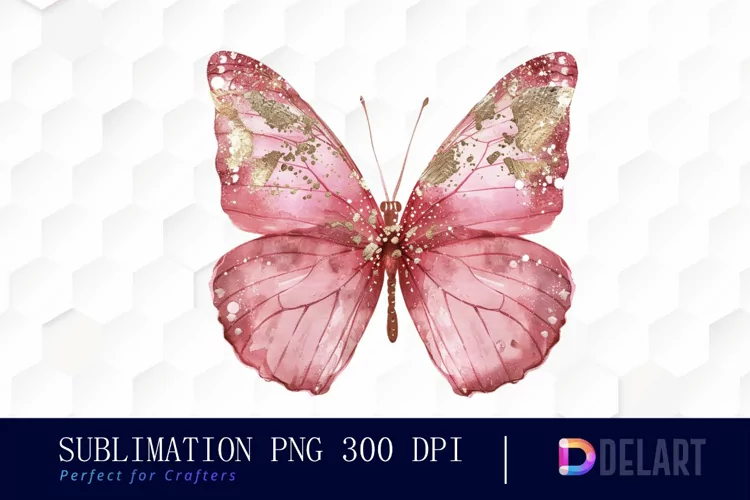 Glitter Pink Butterfly PNG Clipart