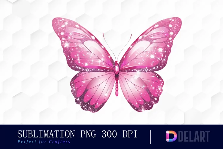 Glitter Pink Butterfly Graphics Clipart