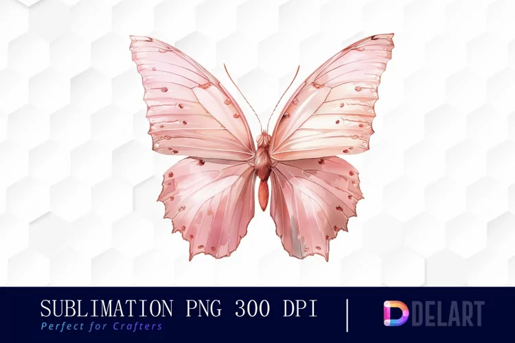 Glitter Pink Butterfly Sublimation PNG Clipart