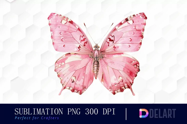 Glitter Pink Butterfly Graphics Clipart