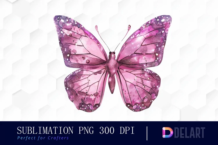 Glitter Pink Butterfly Graphics Clipart