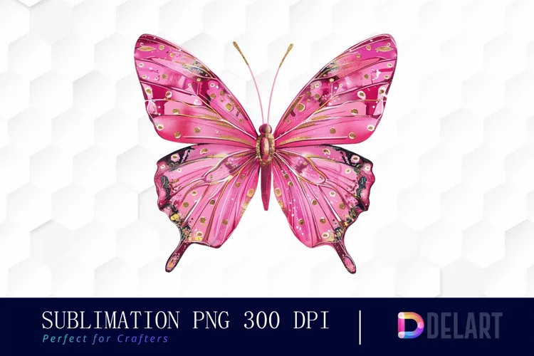 Glitter Pink Butterfly Graphics Clipart
