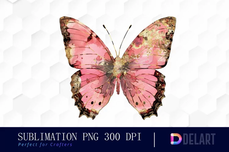 Glitter Pink Butterfly Graphics Clipart
