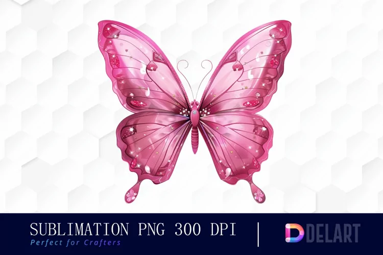 Glitter Pink Butterfly Graphics Clipart