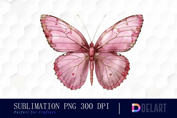 Glitter Pink Butterfly Watercolor Clipart